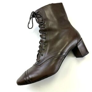 Rockport brown leather Edwardian boots Womens Size 9.5 Victorian British Punk